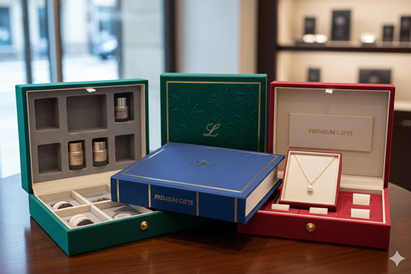 Premium book style boxes with magnetic closure and custom printing