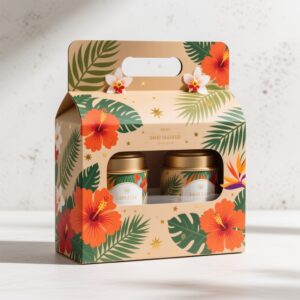 summer Hawaiian floral packaging theme